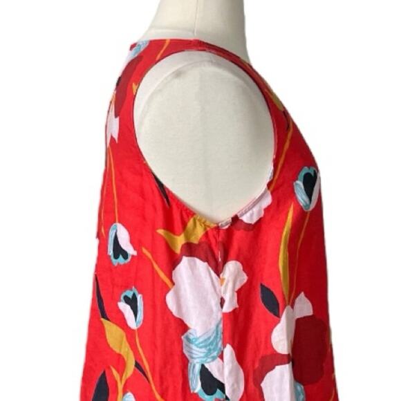 Sigrid Olsen Dress Sleeveless A-line 100% Linen Red White Floral Women’s Size XL - Picture 7 of 10